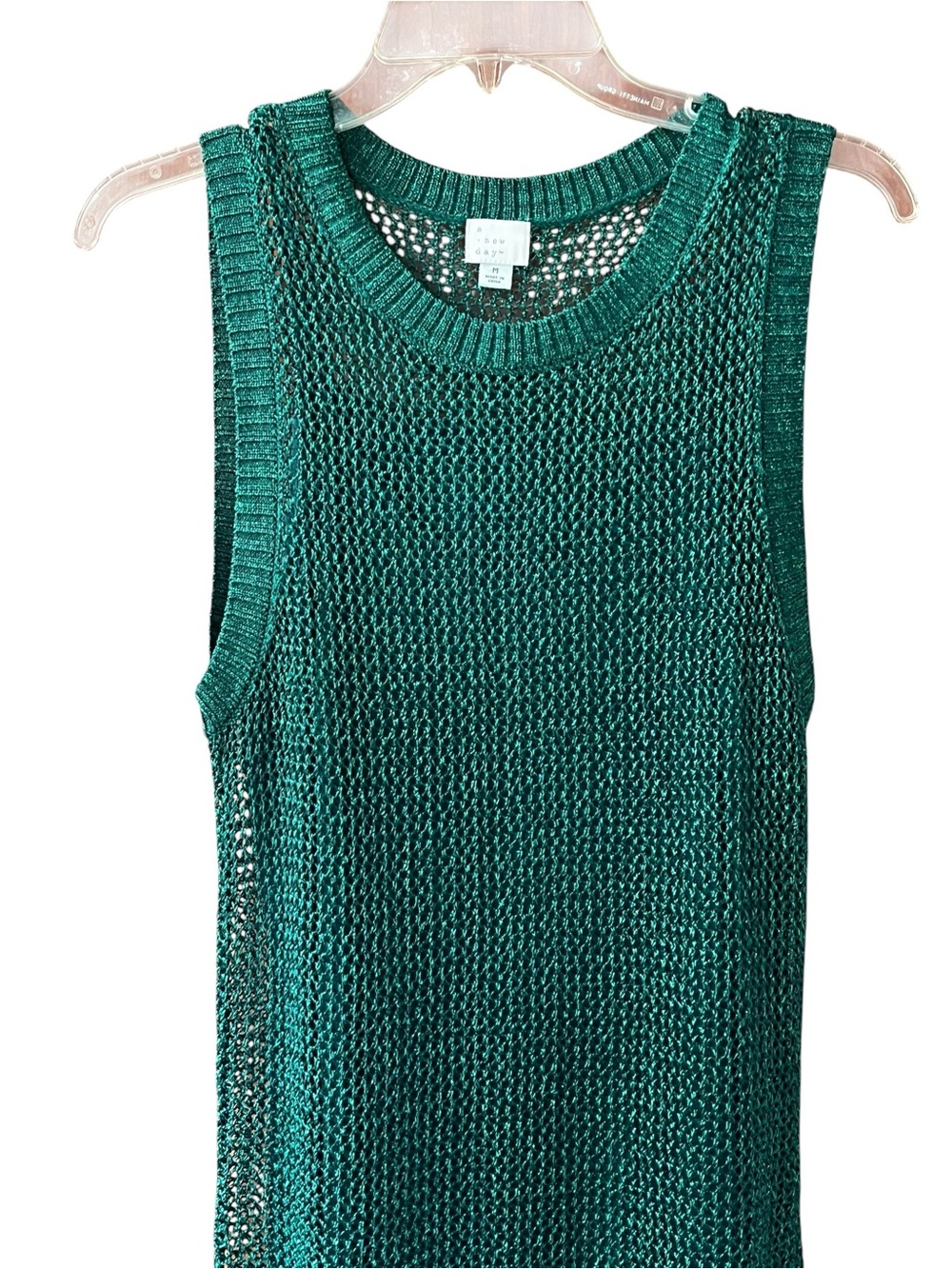 a.new day Emerald Green Metallic Crochet Maxi Dress - Size M - Picture 3 of 9